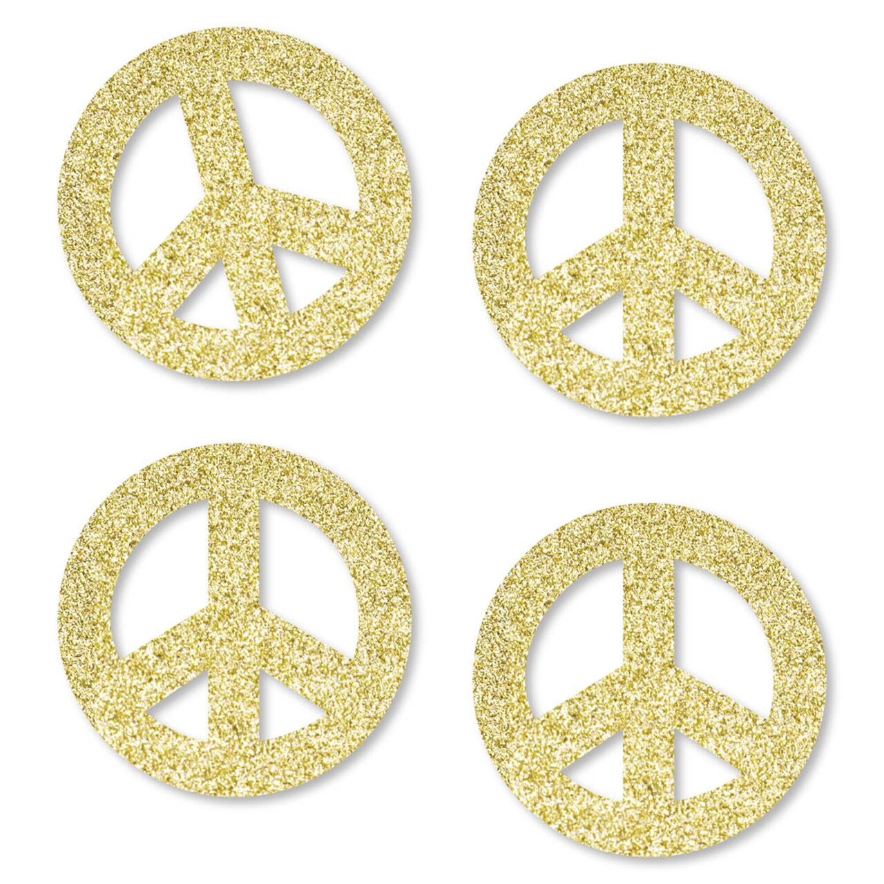 Big Dot of Happiness Gold Glitter Peace Sign - No-Mess Real Gold Glitter Cut-Outs - 60's Hippie Groovy Party Confetti - Set of 24
